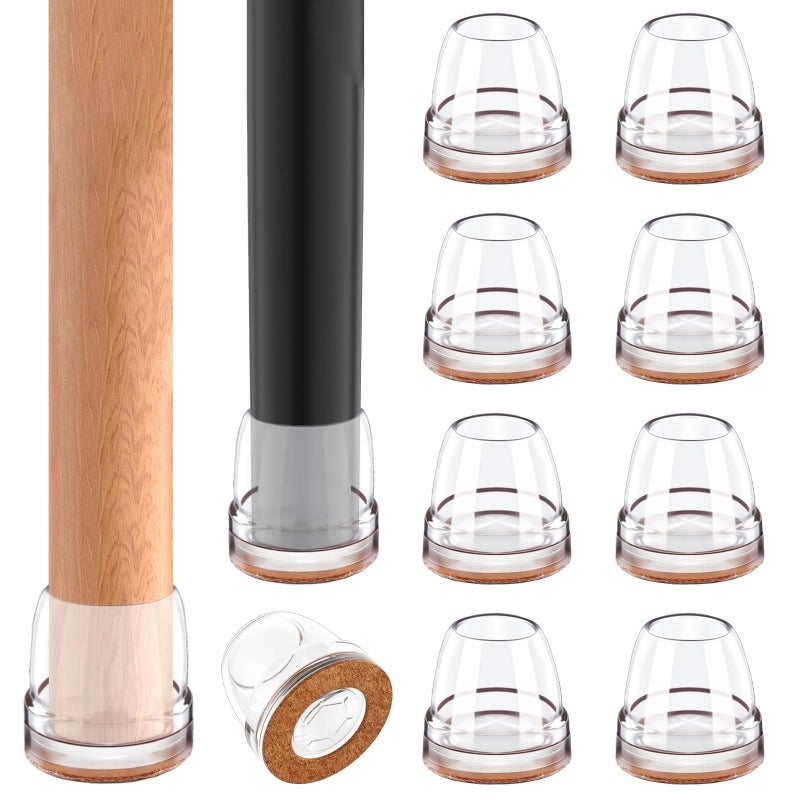 MOYOHIM 2025 Clear Chair Leg Floor Protectors for Hardwood Floors, Upgraded Chair Leg Caps with Felt Pads, 16 Pcs Furniture Leg Feet Covers Protect Floors from Scratches Easy Slide/Non Slip (Fit 1"" - 1.15"") - Image 1